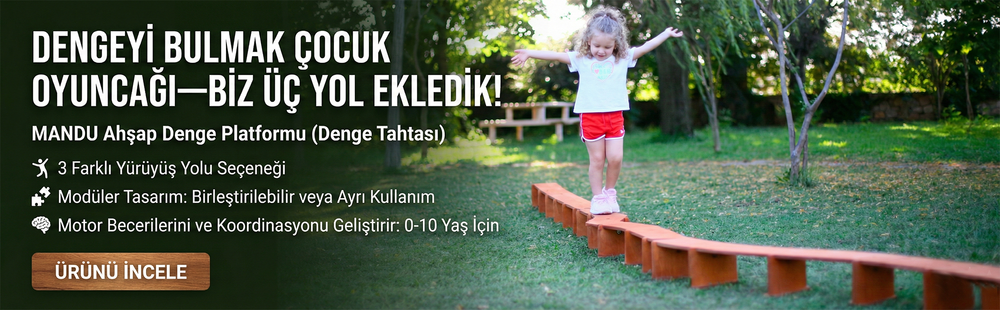 MANDU Ahşap Denge Platformu (Denge Tahtası)