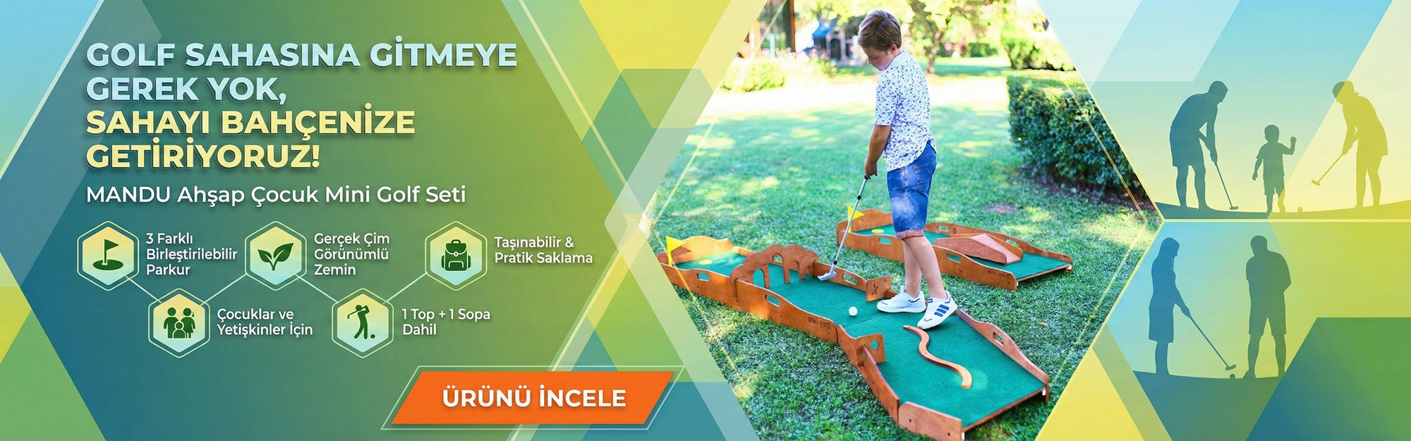 MANDU Ahşap Çocuk Mini Golf Seti