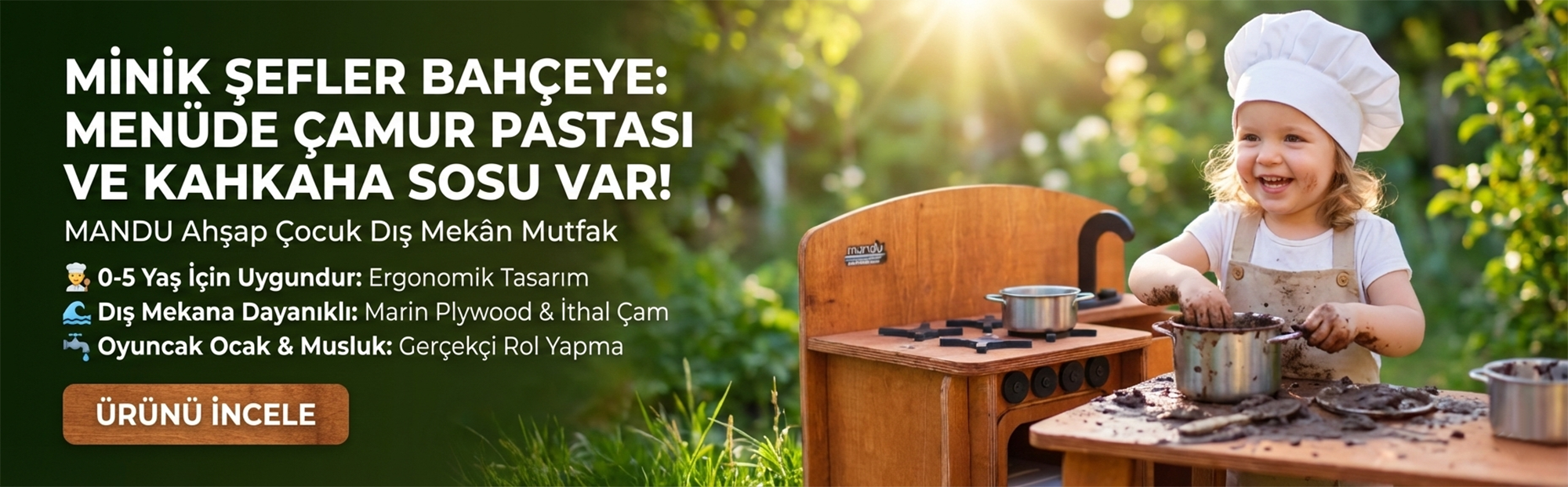 MANDU Ahşap Çocuk Dış Mekân Mutfak