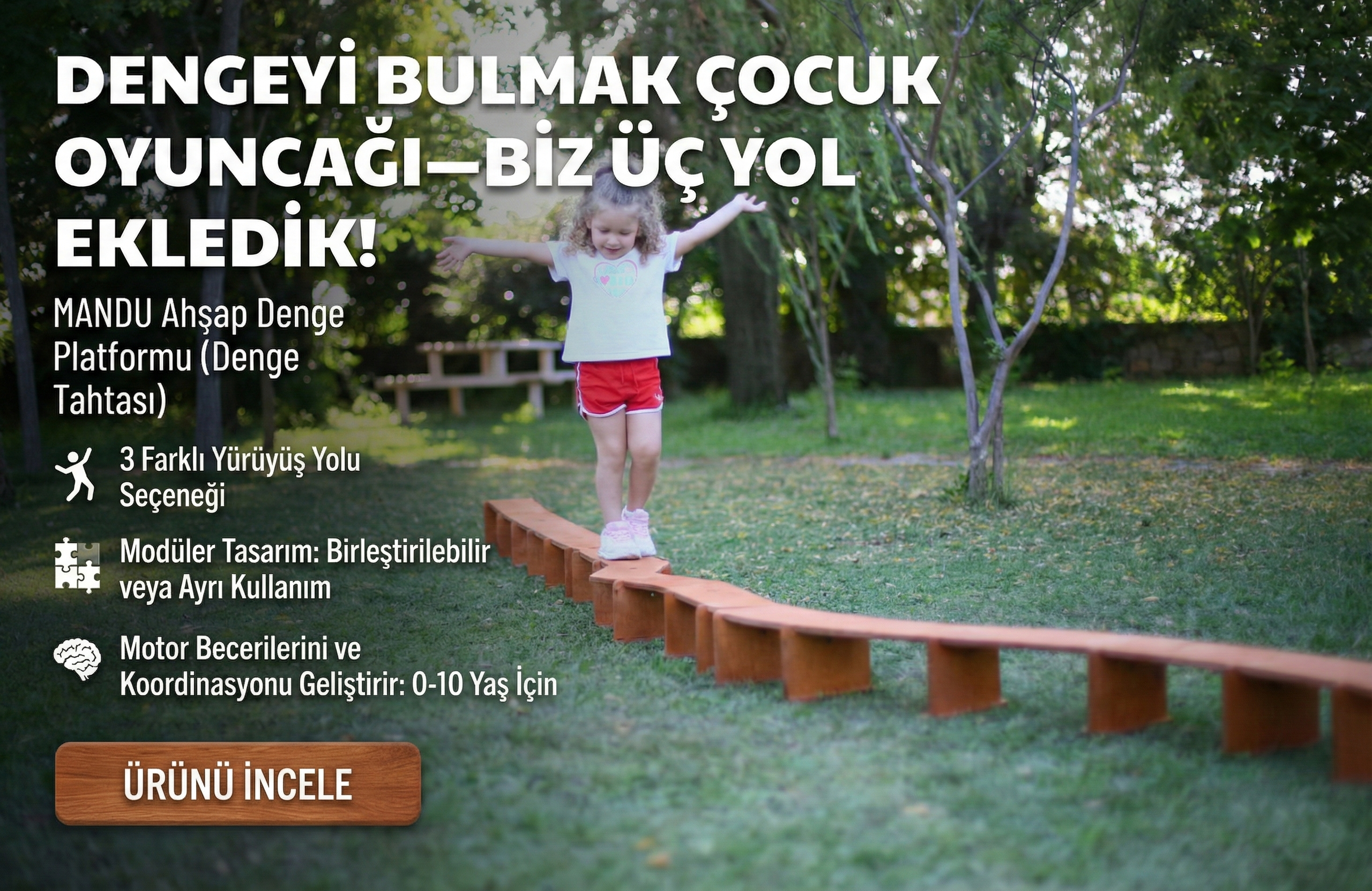MANDU Ahşap Denge Platformu (Denge Tahtası)
