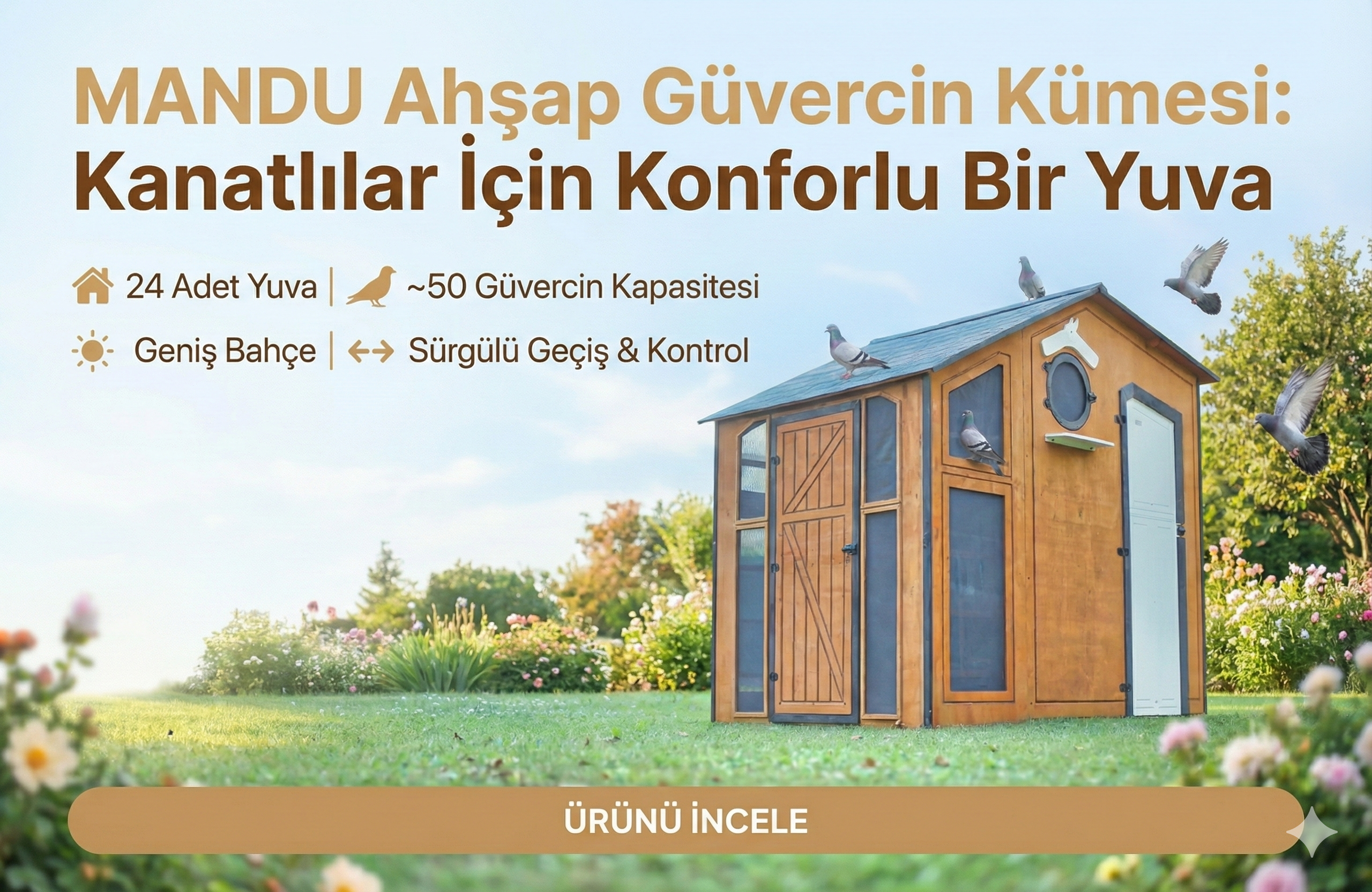 MANDU Ahşap Güvercin Kümesi