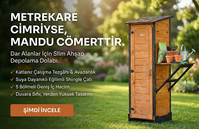 MANDU Ahşap Slim Depolama Dolabı