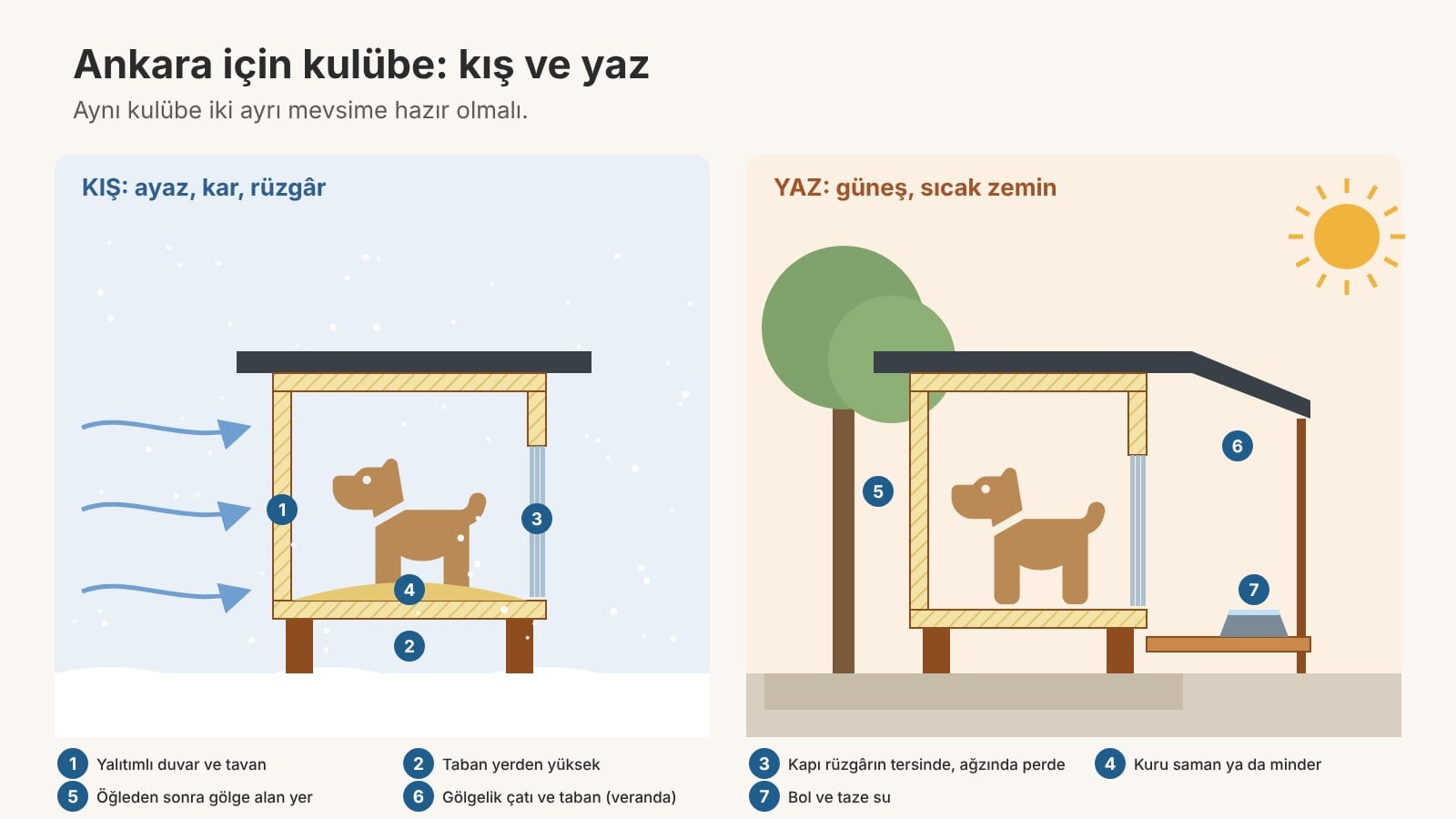 Ankara için kış ve yaz şartlarına hazır köpek kulübesi şeması