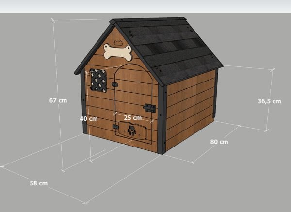 Isı yalıtımlı ahşap köpek kulübesi ''MEDIUM''