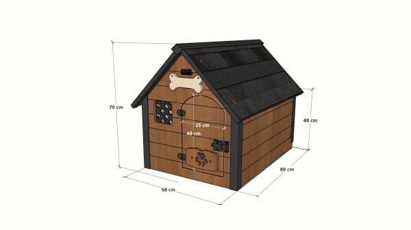 Isı yalıtımlı ahşap köpek kulübesi ''MEDIUM''