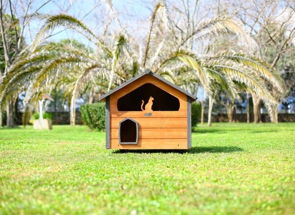 MANDU Ahşap Teraslı (Dublex) Kedi Evi