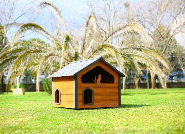 MANDU Ahşap Teraslı (Dublex) Kedi Evi
