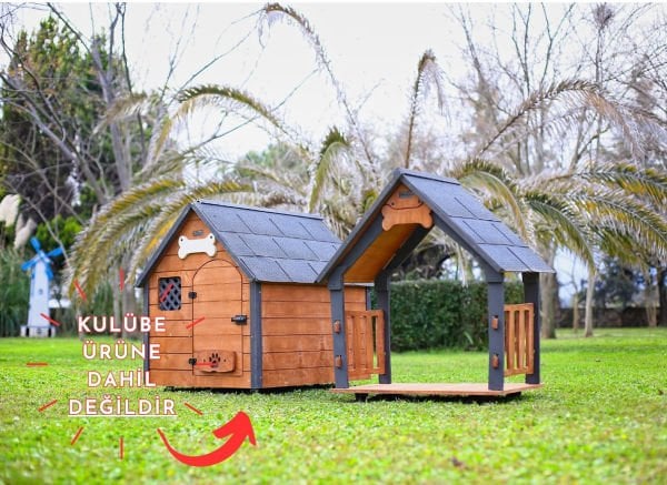 MANDU Isı Yalıtımlı Ahşap Köpek Kulübeleri için Ekstra GÖLGELİK ÇATI VE TABAN (VERANDA)