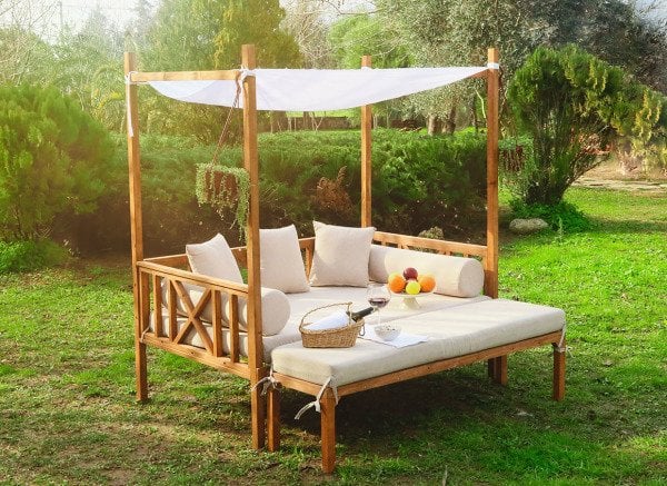 “MANDU” Exclusive Ahşap Bahçe Yatağı (daybed)