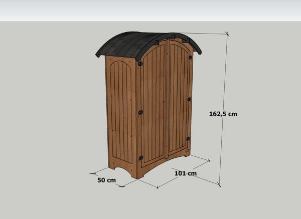 Wooden Garden Storage Cabinet (Radius Roof)