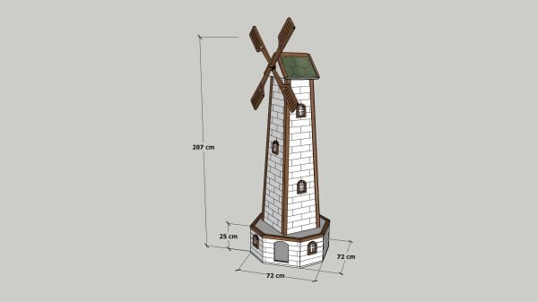 Ahşap Yel Değirmenli Kedi Evi