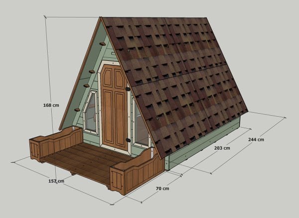 MANDU Ahşap Üçgen Çocuk Oyun Evi ( Aframe Playhouse)