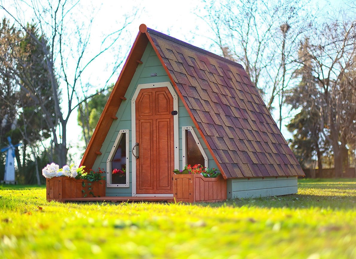 MANDU Ahşap Üçgen Çocuk Oyun Evi ( Aframe Playhouse)