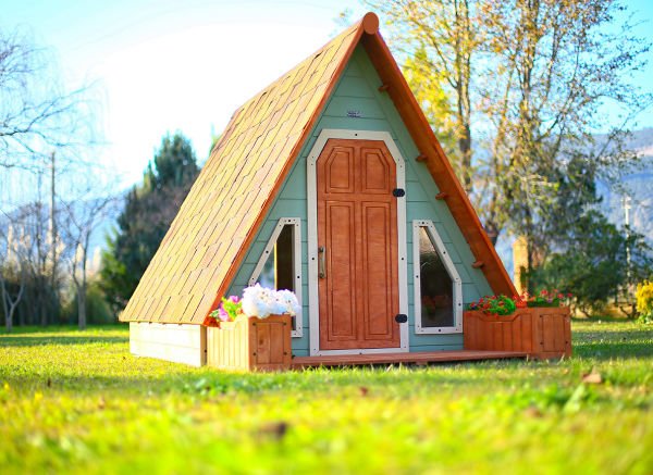 MANDU Ahşap Üçgen Çocuk Oyun Evi ( Aframe Playhouse)