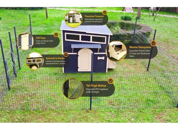 MANDU Private Ahşap Bahçeli Köpek Kulübesi