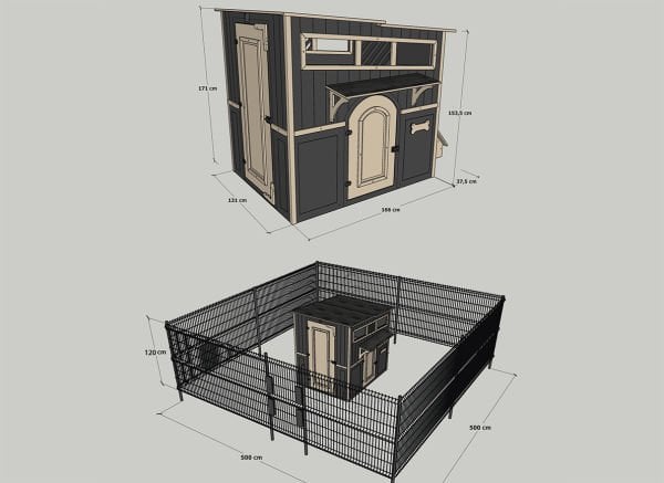 MANDU Private Ahşap Bahçeli Köpek Kulübesi
