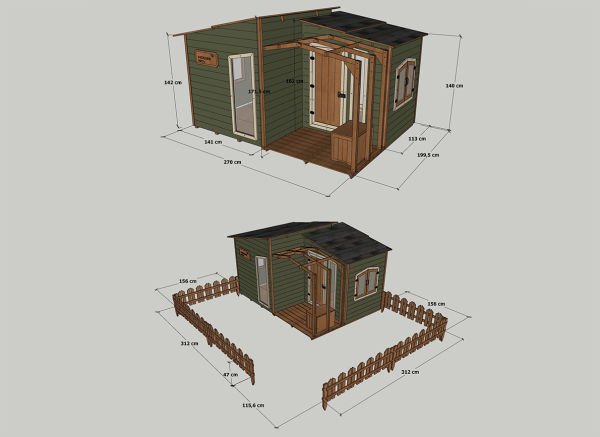 MANDU Ahşap Bahçeli Modern Playhouse (oyun evi)