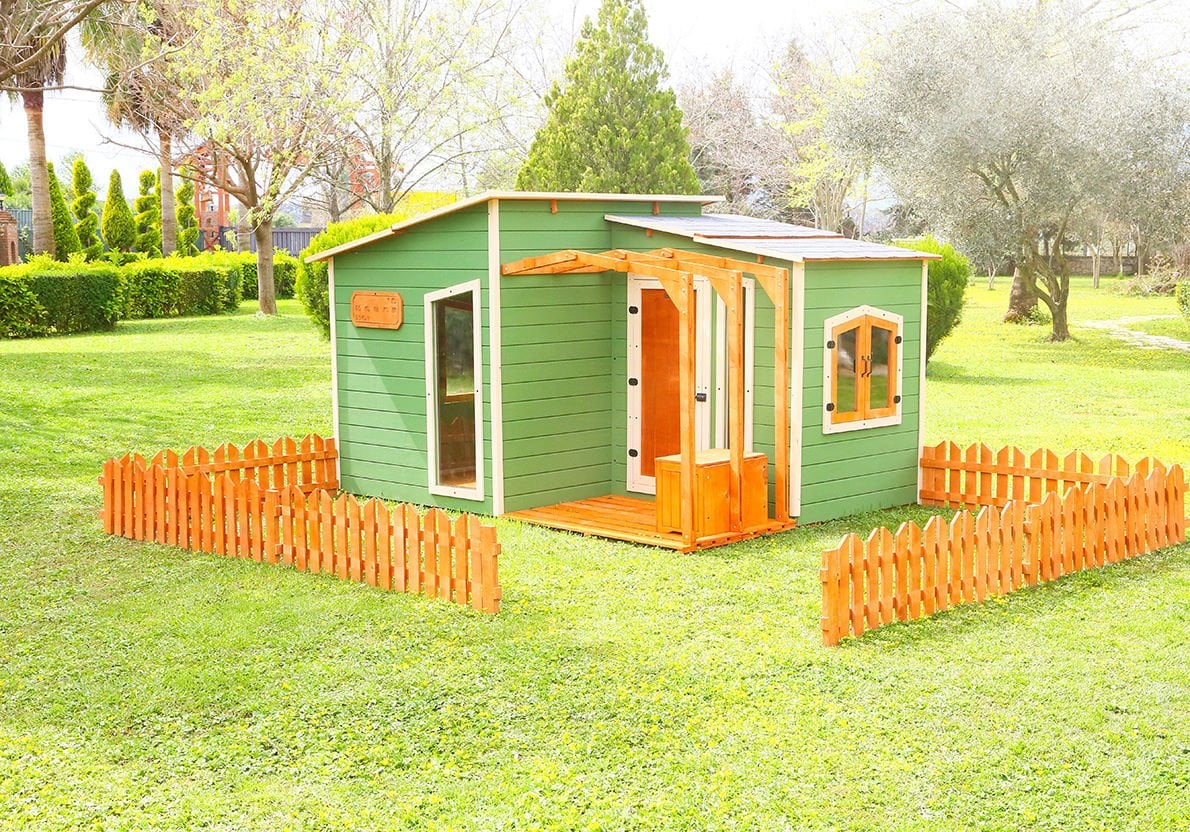 MANDU Ahşap Bahçeli Modern Playhouse (oyun evi)