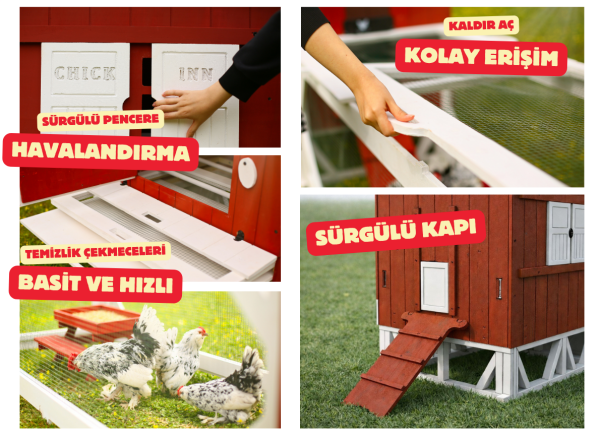 MANDU Ahşap Bahçeli Tavuk/Kuş Kümesi (Mini çiftlik)