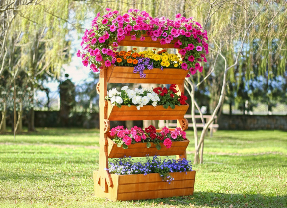 MANDU Ahşap Çok Katlı Saksı Standı (Çiçeklik Standı)