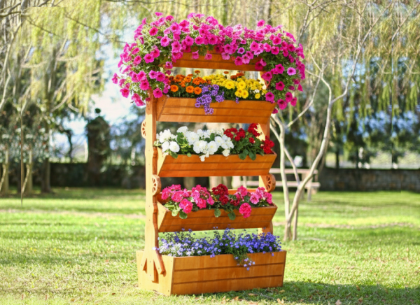 MANDU Ahşap Çok Katlı Saksı Standı (Çiçeklik Standı)