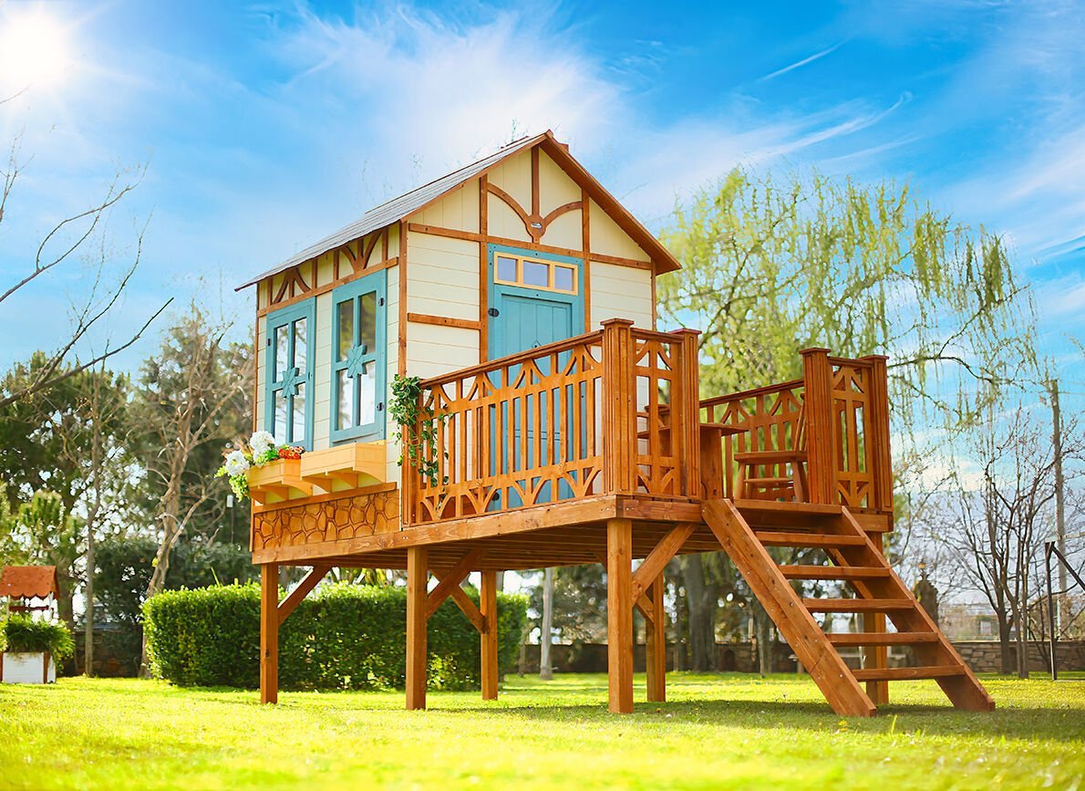 MANDU Ahşap Yerden Yüksek Ağaç Oyun Evi