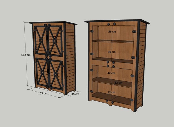 MANDU Ahşap Balkon Dolabı ve Bahçe Dolabı – 4 Kapaklı Raflı Dış Mekân Depolama Dolabı