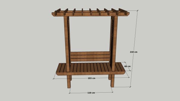 “MANDU” Ahşap Bahçe Giriş Kapısı ve Sarmaşık Bank (2 farklı kullanım)