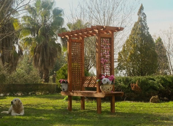 “MANDU” Ahşap Bahçe Giriş Kapısı ve Sarmaşık Bank (2 farklı kullanım)