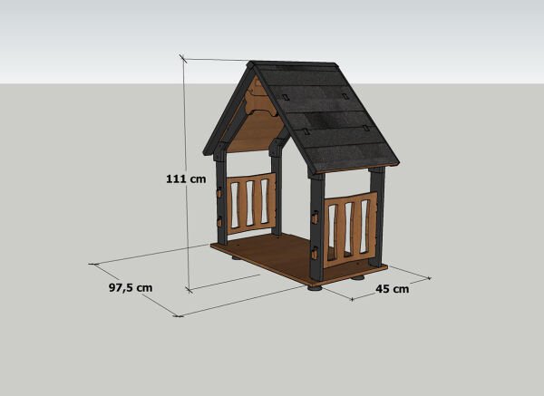 MANDU Isı Yalıtımlı Ahşap Köpek Kulübeleri için Ekstra GÖLGELİK ÇATI VE TABAN (VERANDA) XLarge 