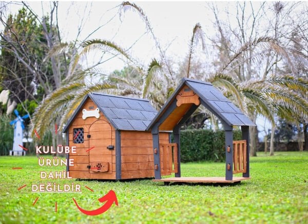 MANDU Isı Yalıtımlı Ahşap Köpek Kulübeleri için Ekstra GÖLGELİK ÇATI VE TABAN (VERANDA) XLarge