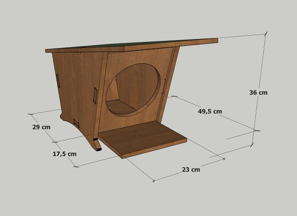 MANDU Ahşap Mini Kedi Evi (Yeni Doğan evi)