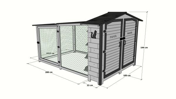 MANDU Bahçeli Kedi Apartmanı (kedi evi) + Mama kapları hediye