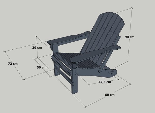 MANDU Adirondack (Ahşap Bahçe Sandalyesi) Gri