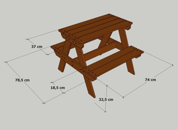 MANDU Ahşap Çocuk Piknik Masası (BEYAZ)