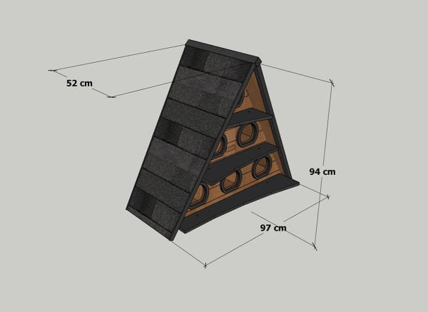 ''MANDU” Ahşap Üçgen Kedi Evi (Büyük Boy)