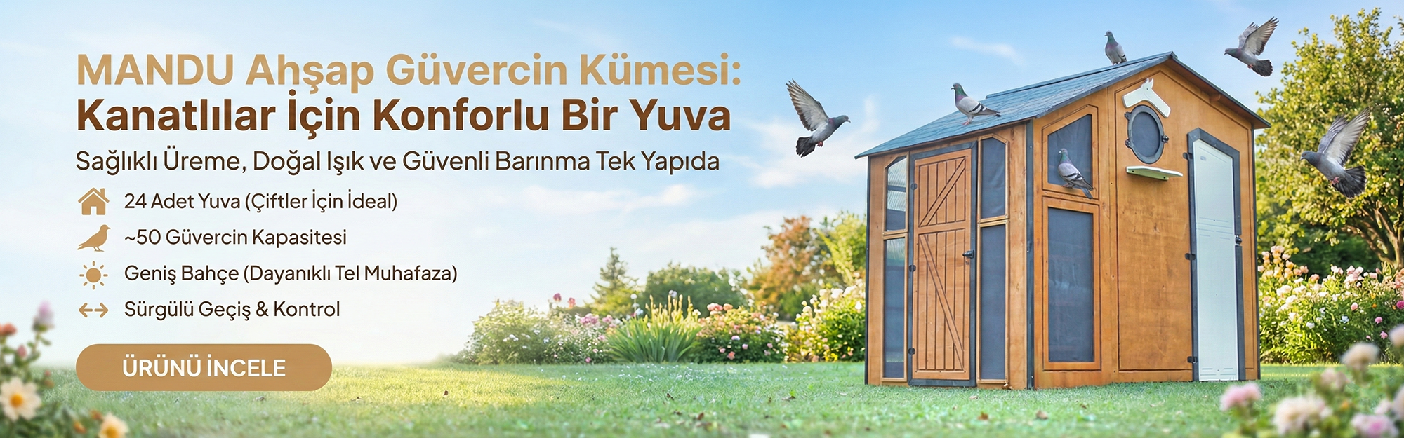 MANDU Ahşap Güvercin Kümesi