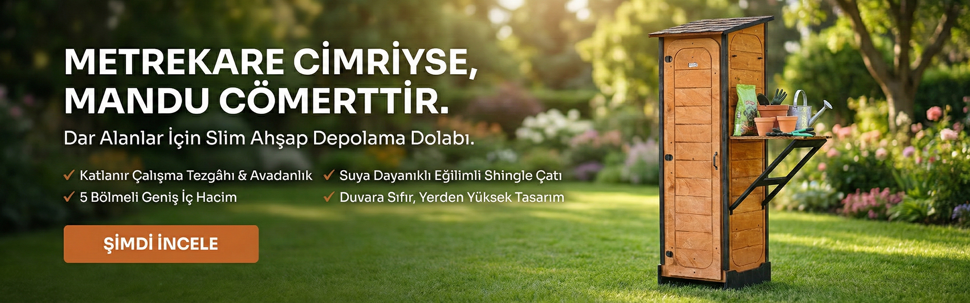 Ahşap Slim Depolama Dolabı (Dar Alanlar İçin)