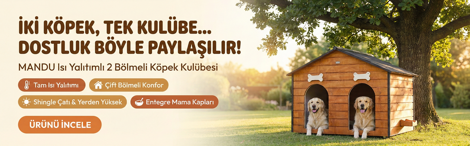 Isı Yalıtımlı 2 Bölmeli Köpek Kulübesi