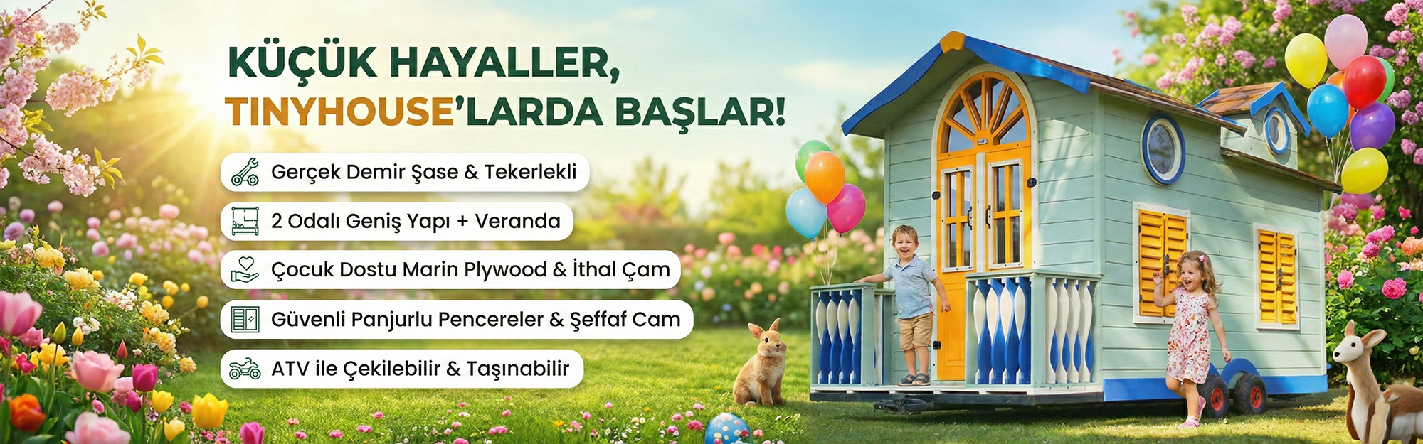 Ahşap Çocuk Tinyhouse Oyun Evi