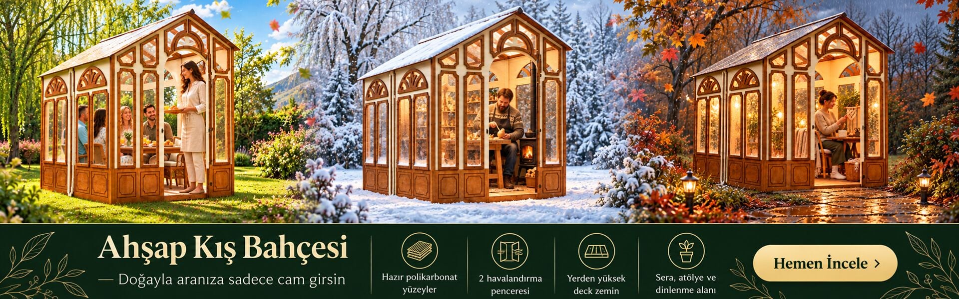 MANDU Ahşap Kış Bahçesi ve Bahçe Serası – Hazır Cam Hobi Evi