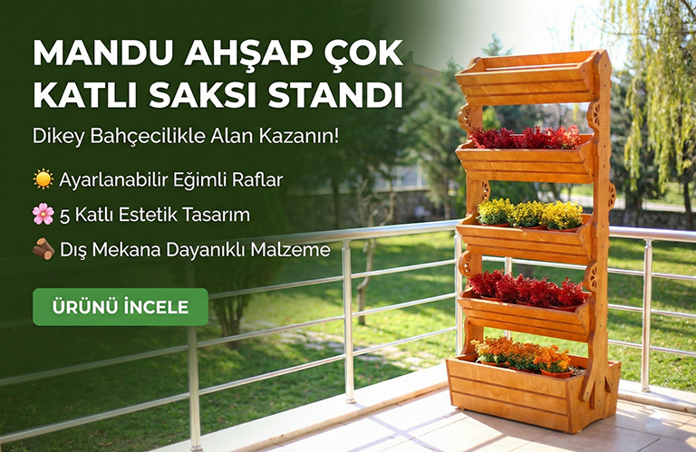 MANDU Ahşap Çok Katlı Saksı Standı